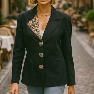 Vintage 80s Virgo II Asymmetric Leopard Collar Cropped Jacket Fall 12